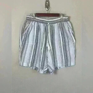 Christopher & Banks Linen Cotton Blend Blue Striped Shorts Women’s 2X NWT
